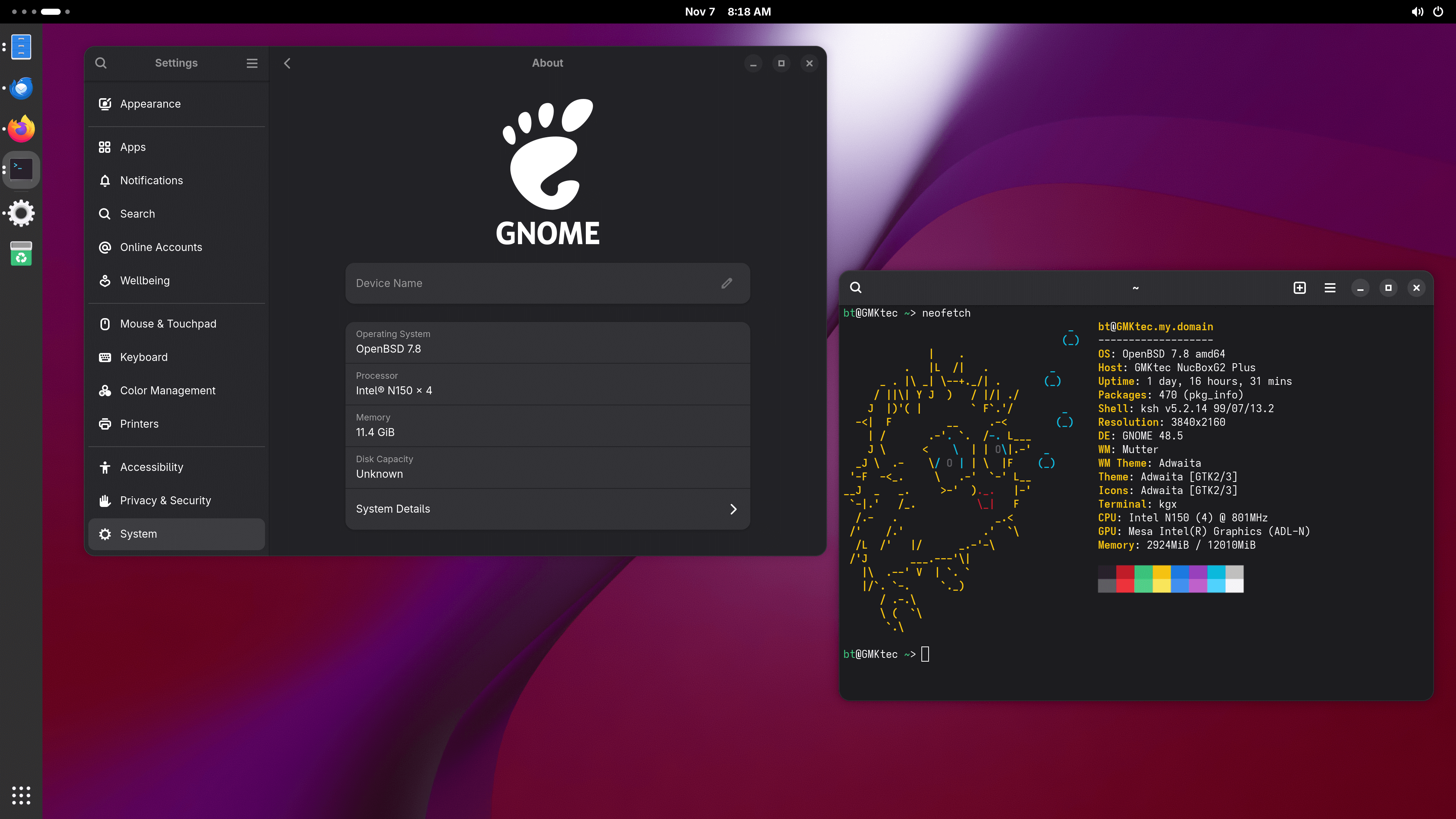 OpenBSD Gnome desktop