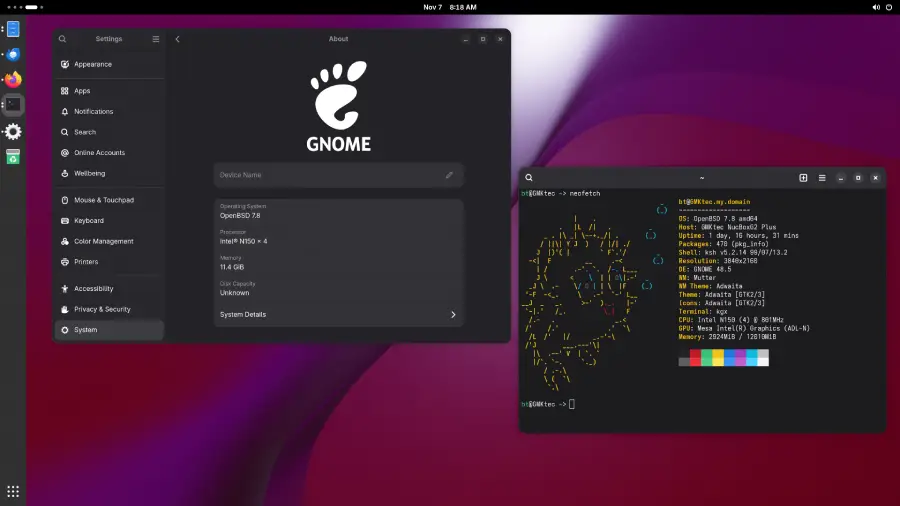 OpenBSD Gnome desktop
