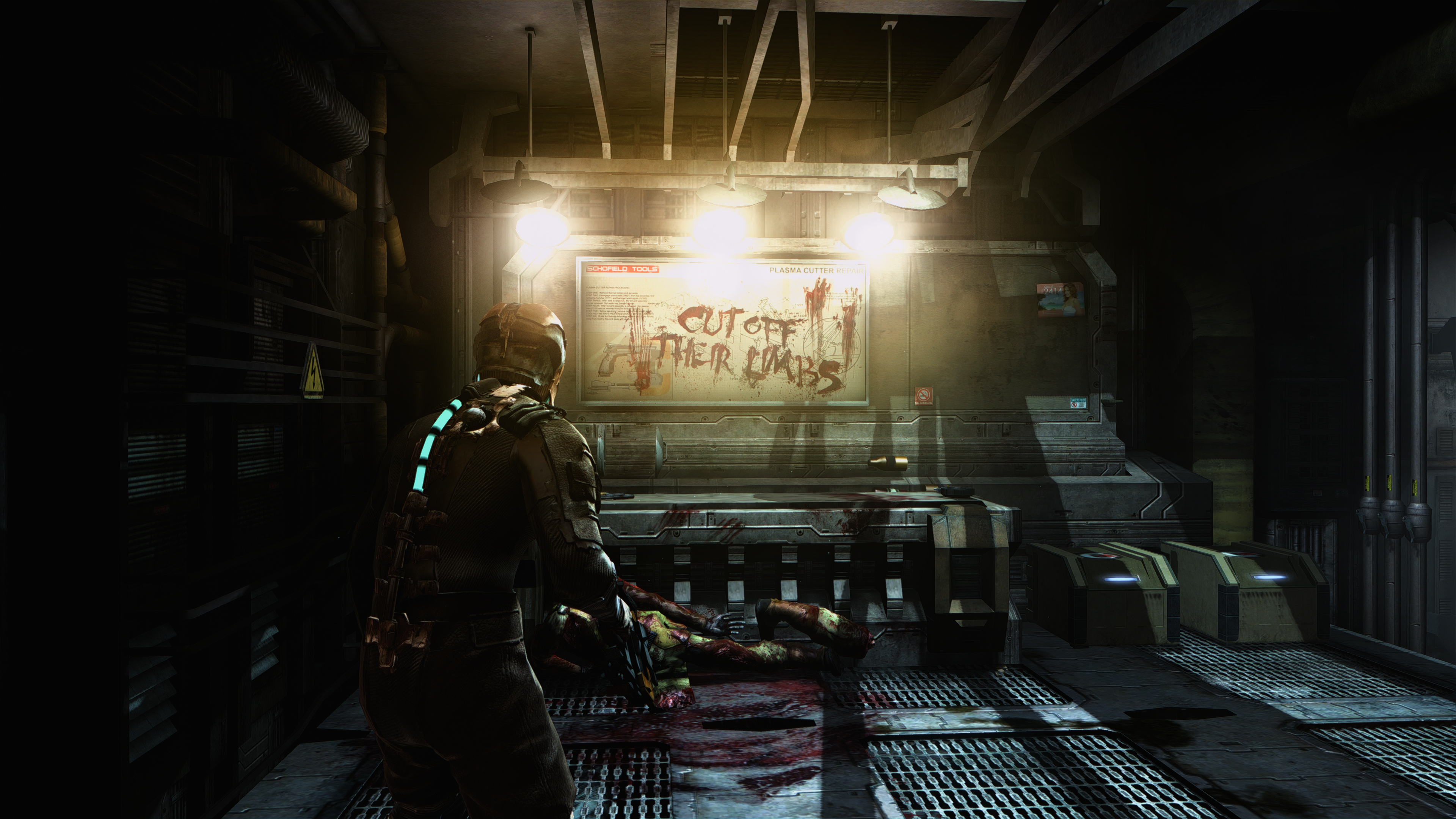 Screenshot of Dead Space, showing the lack of UI