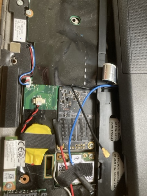 The inside of my X220, showing the Dogfish mSATA drive in place.