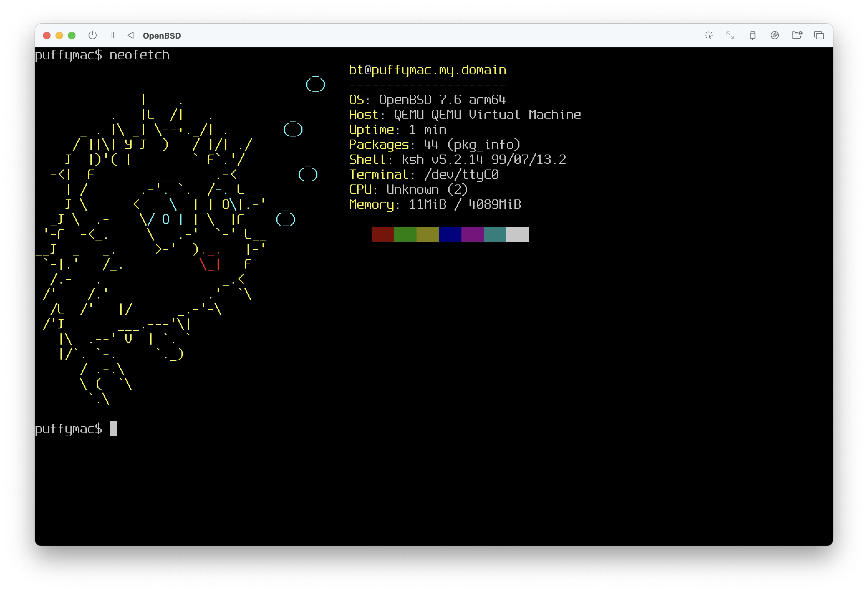 OpenBSD running inside UTM