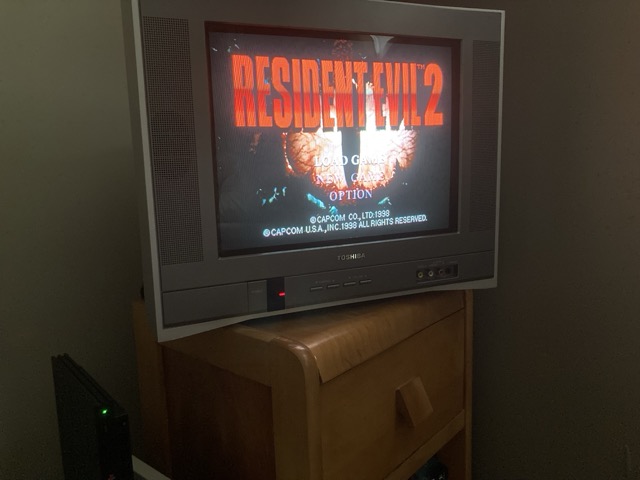 A photo of RE2 on my CRT TV, running on PS2