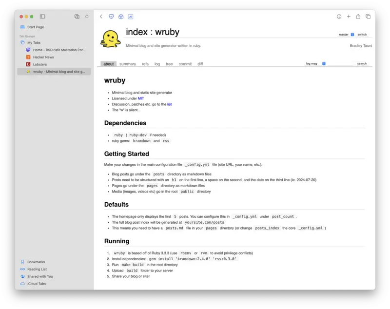 Safari with vertical tabs