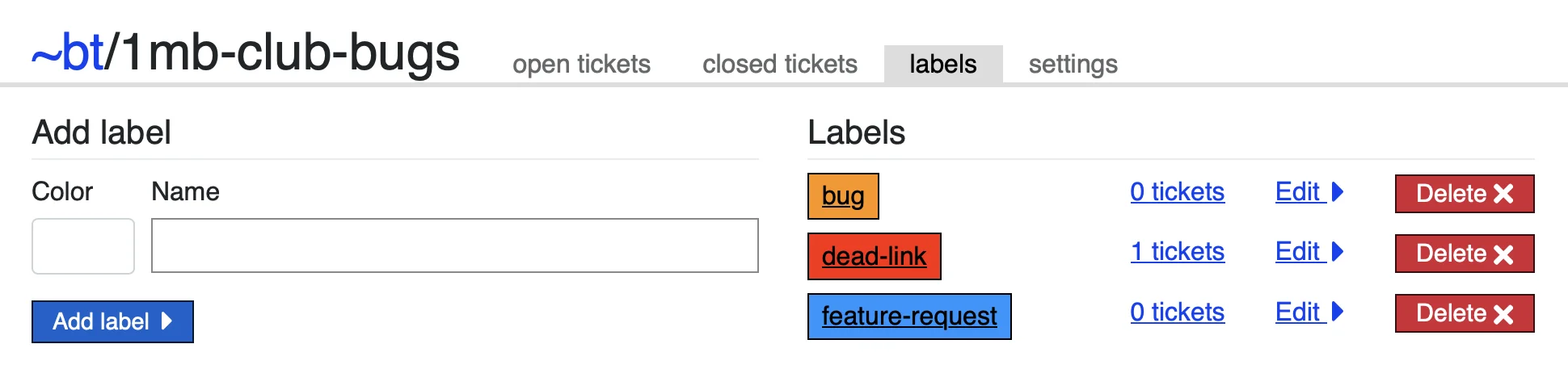 Adding labels for use with SourceHut TODOs.