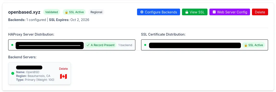 Initial TierHive HAProxy settings UI